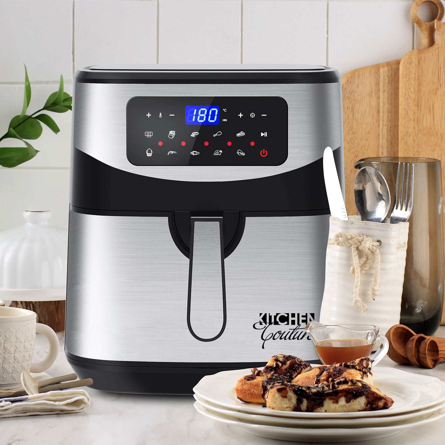 Kitchen Couture 12 Litre Air Fryer Multifunctional LCD One Touch Display Silver
