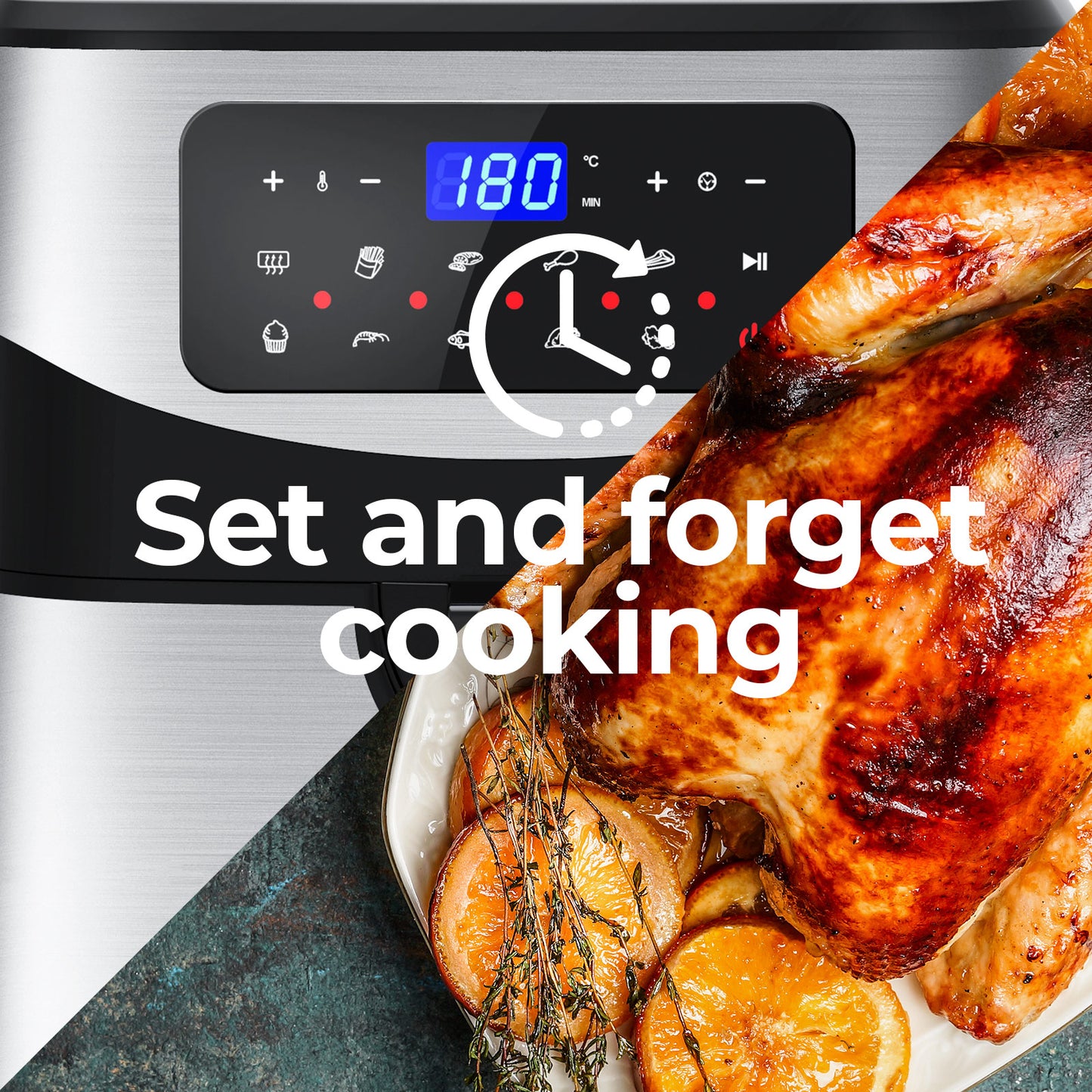 Kitchen Couture 12 Litre Air Fryer Multifunctional LCD One Touch Display Silver