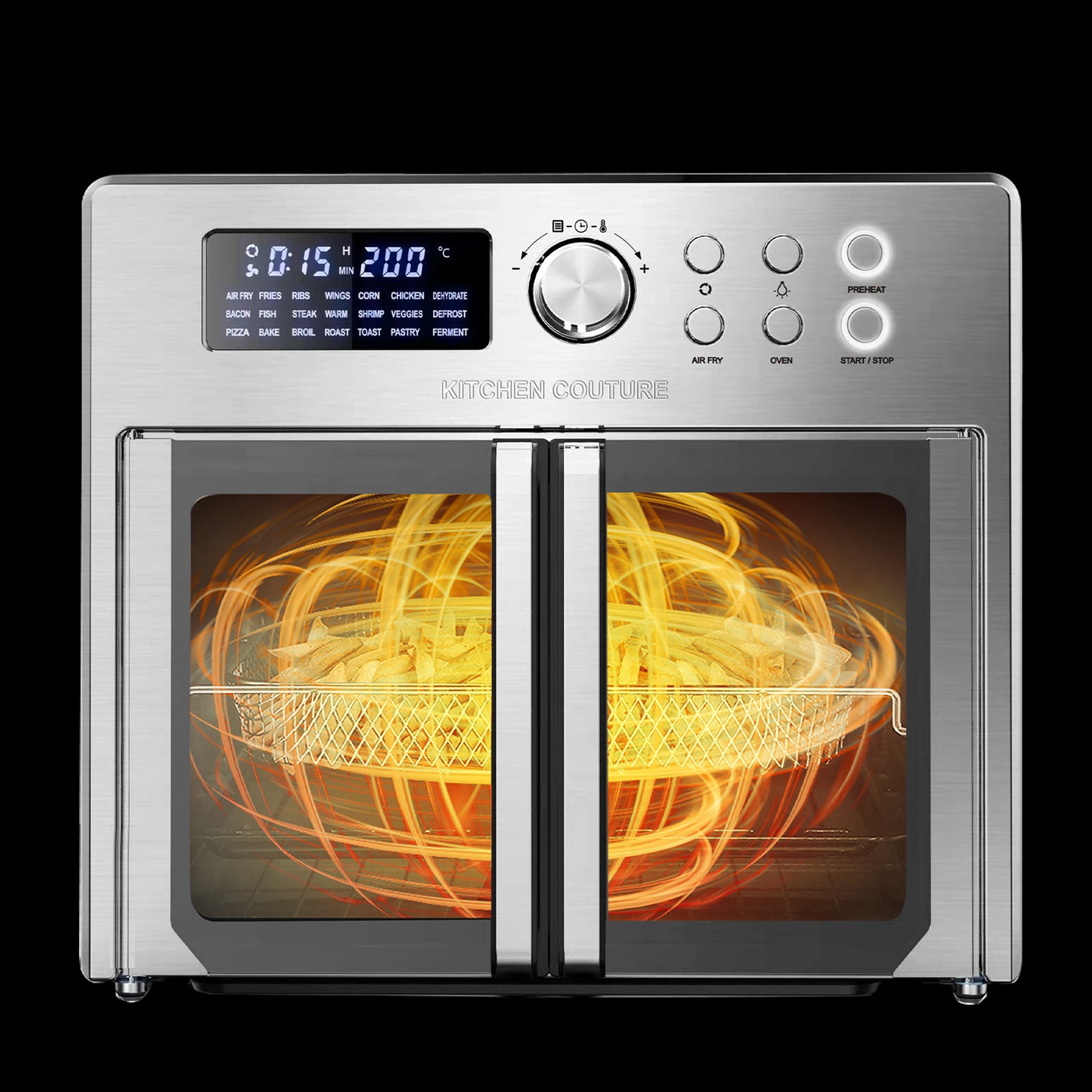 Kitchen Couture 25 Litre Air Fryer Oven French Door 22 Presets Stainless Steel