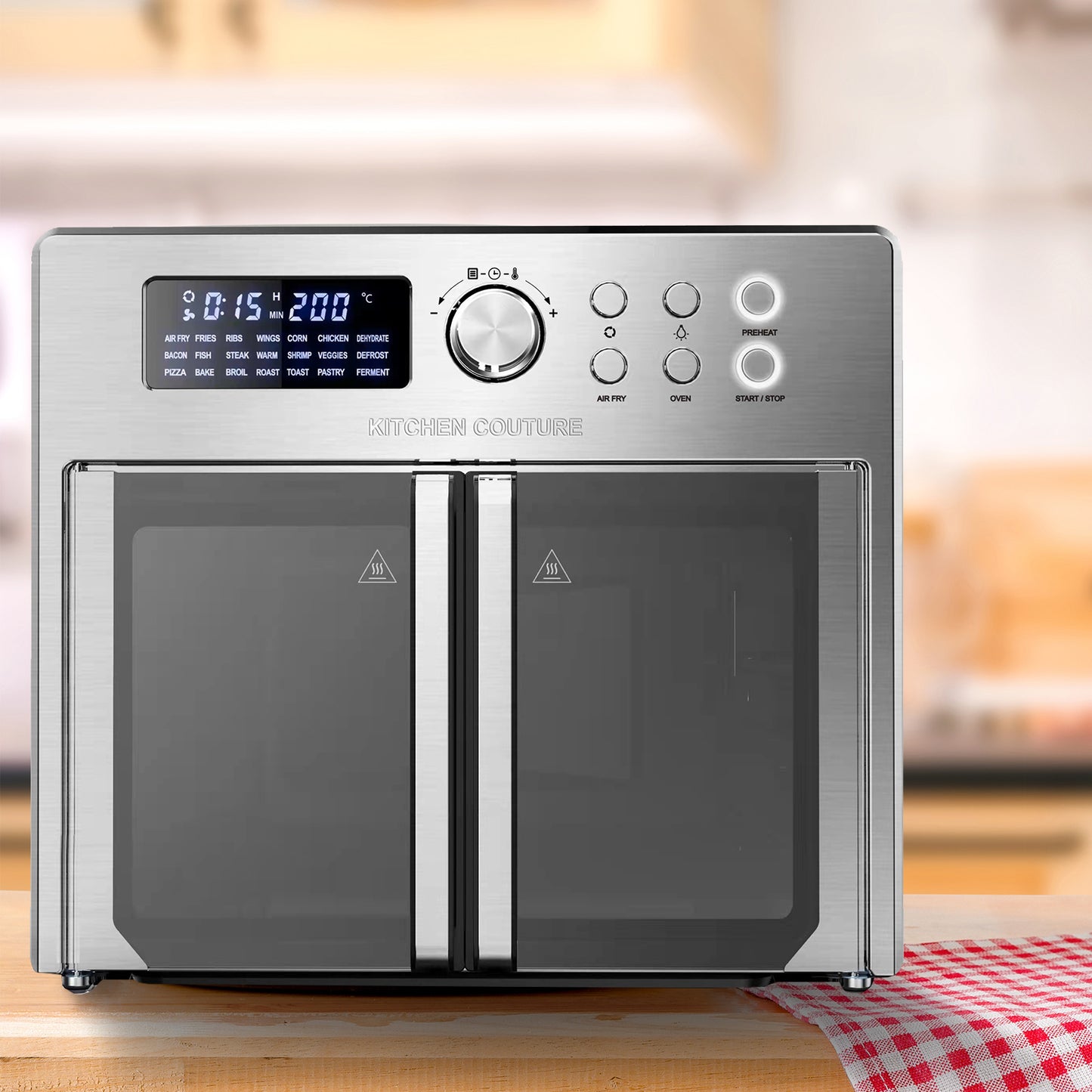 Kitchen Couture 25 Litre Air Fryer Oven French Door 22 Presets Stainless Steel
