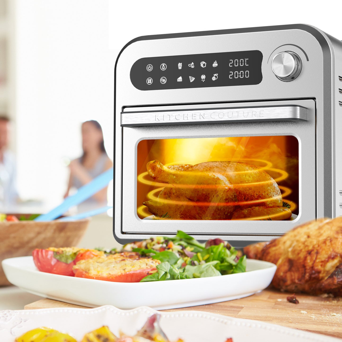 Kitchen Couture Compact Air Fryer Oven Easy Cooking 7 Programs Stainless Steel