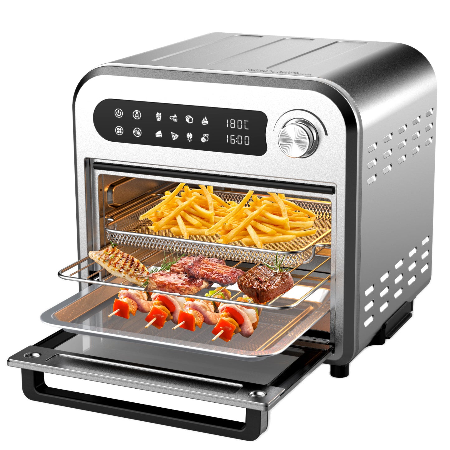 Kitchen Couture Compact Air Fryer Oven Easy Cooking 7 Programs Stainless Steel