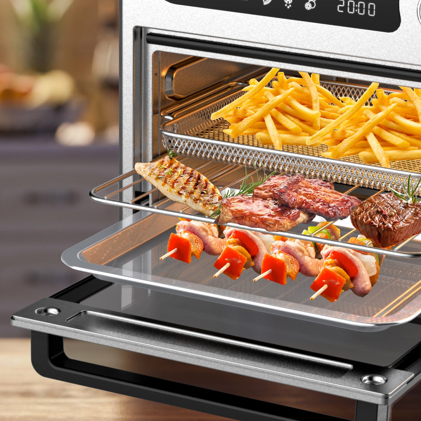 Kitchen Couture Compact Air Fryer Oven Easy Cooking 7 Programs Stainless Steel
