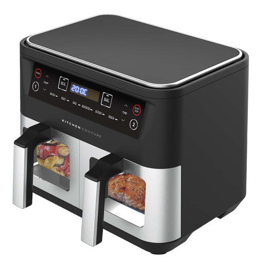 10L Dual Drawer Air Fryer with Dual View Windows – Stainless Steel