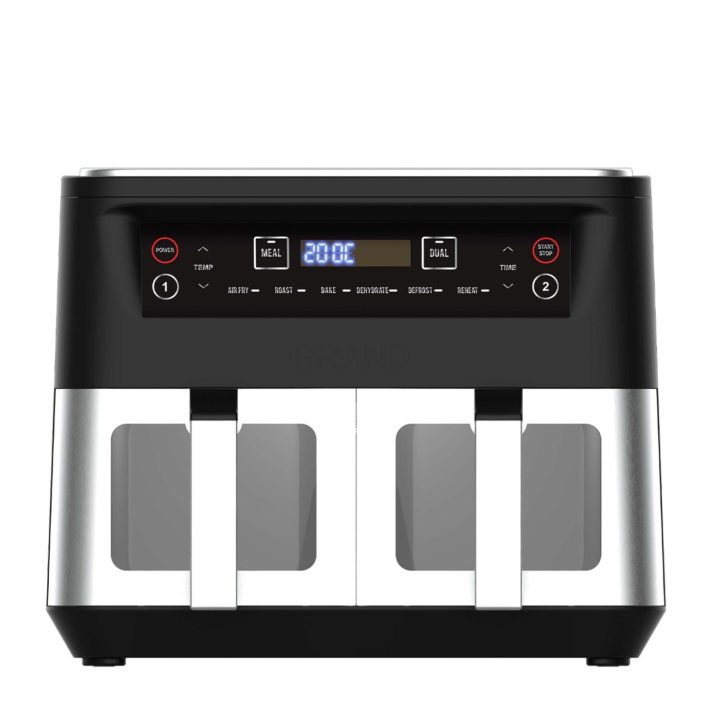 Kitchen Couture Dual View 2 x 5 Litre Air Fryer 6 Programs Stainless Steel