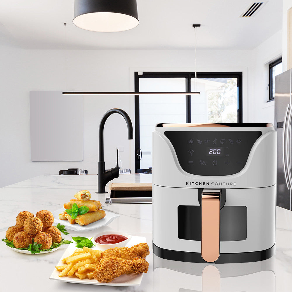 Kitchen Couture Air Fryer Clear View 7 Preset Functions 7 Litre White Rose Gold