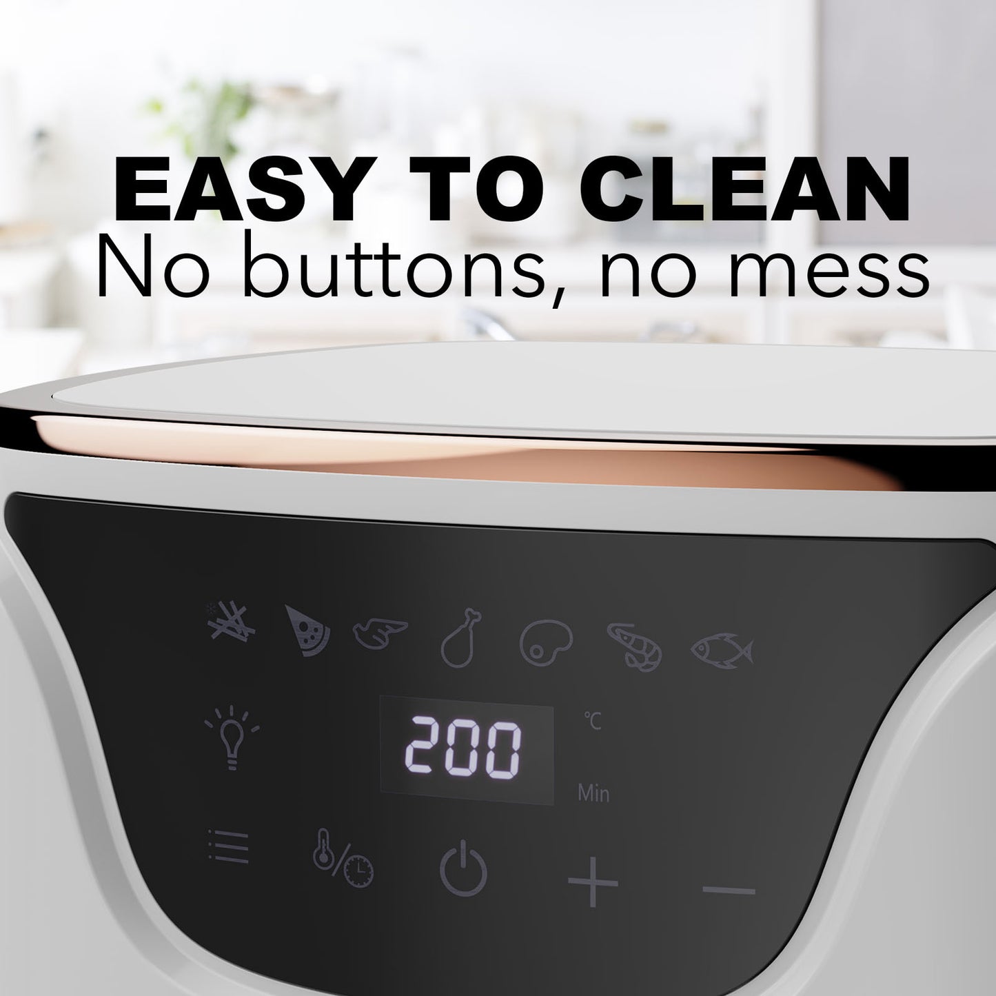 Kitchen Couture Air Fryer Clear View 7 Preset Functions 7 Litre White Rose Gold