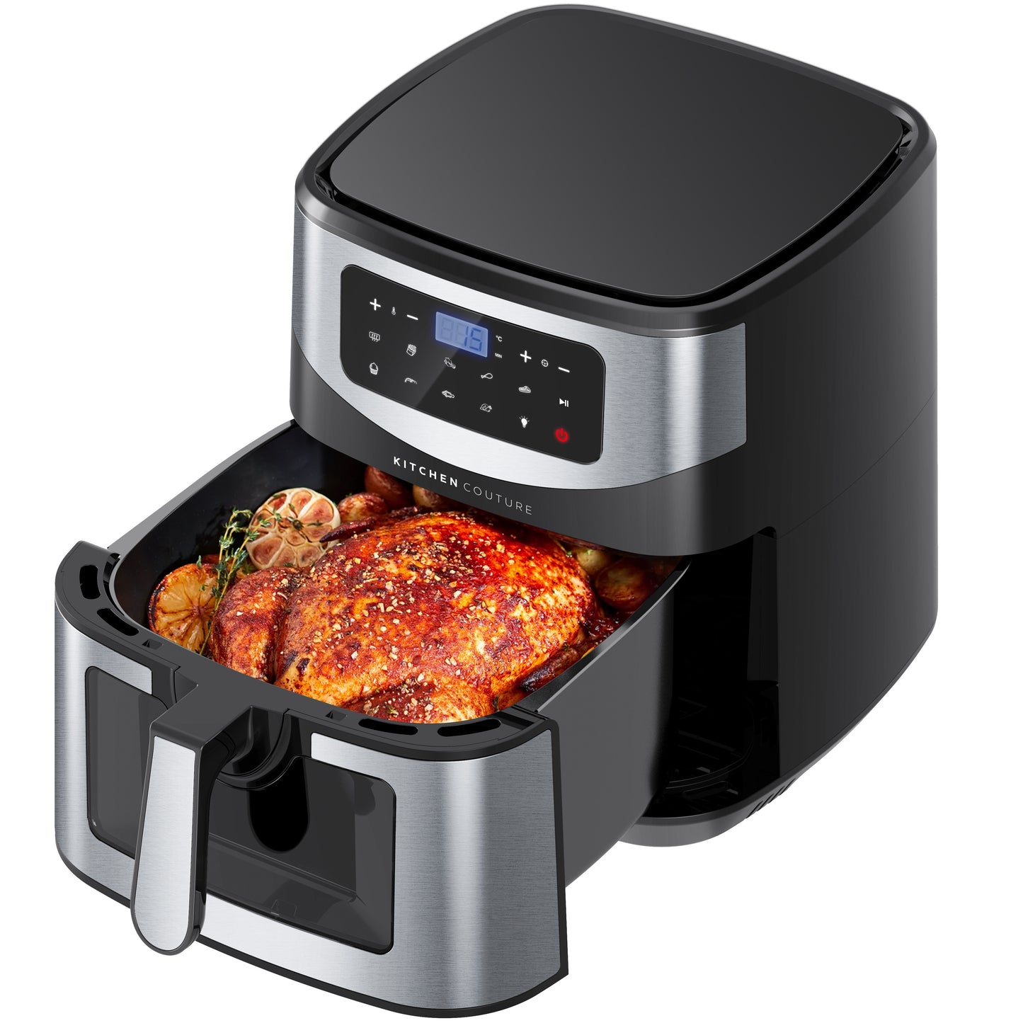 Kitchen Couture 12 Litre Clear View Digital Air Fryer Large Capacity Silver