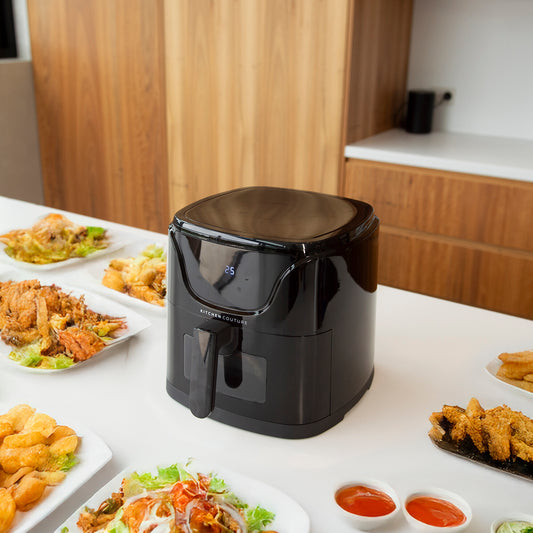 Kitchen Couture 6 Litre Air Fryer Clear View 7 Preset Functions Compact Black