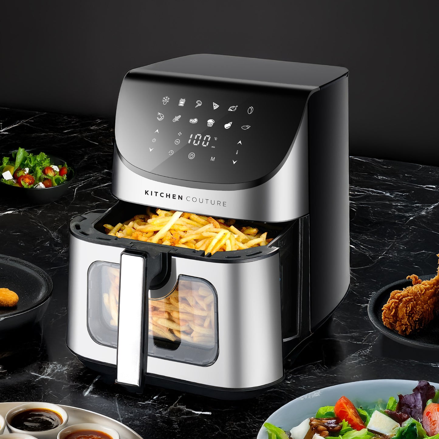 Kitchen Couture 8 Litre Air Fryer Clearview Viewing Window Stainless Steel