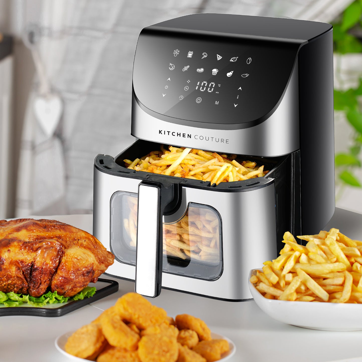Kitchen Couture 8 Litre Air Fryer Clearview Viewing Window Stainless Steel