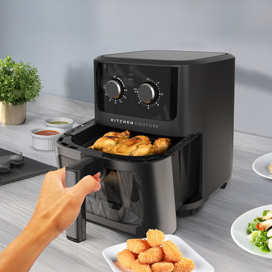 Kitchen Couture 6.5L Compact Air Fryer Viewing Window Stylish Powerful Black