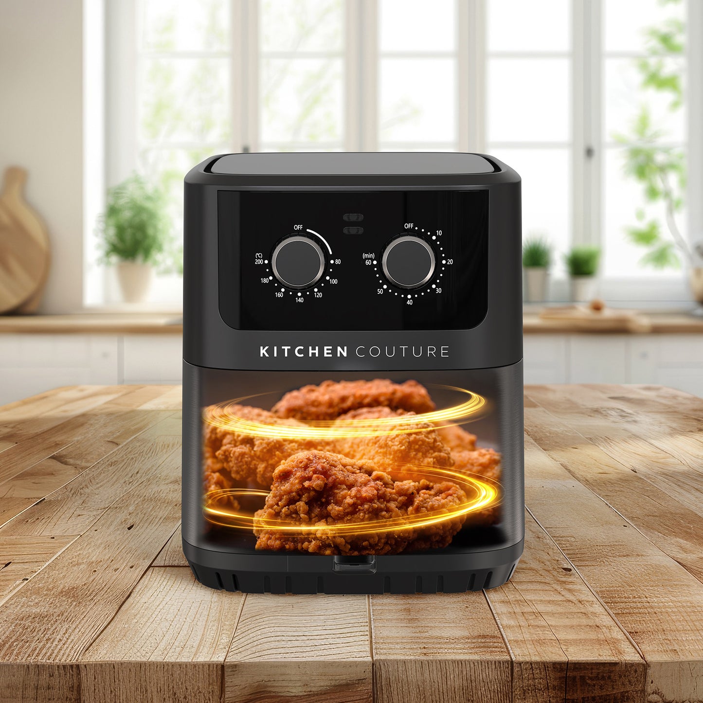 Kitchen Couture 6.5L Compact Air Fryer Viewing Window Stylish Powerful Black