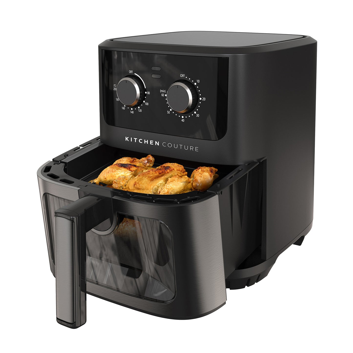 Kitchen Couture 6.5L Compact Air Fryer Viewing Window Stylish Powerful Black