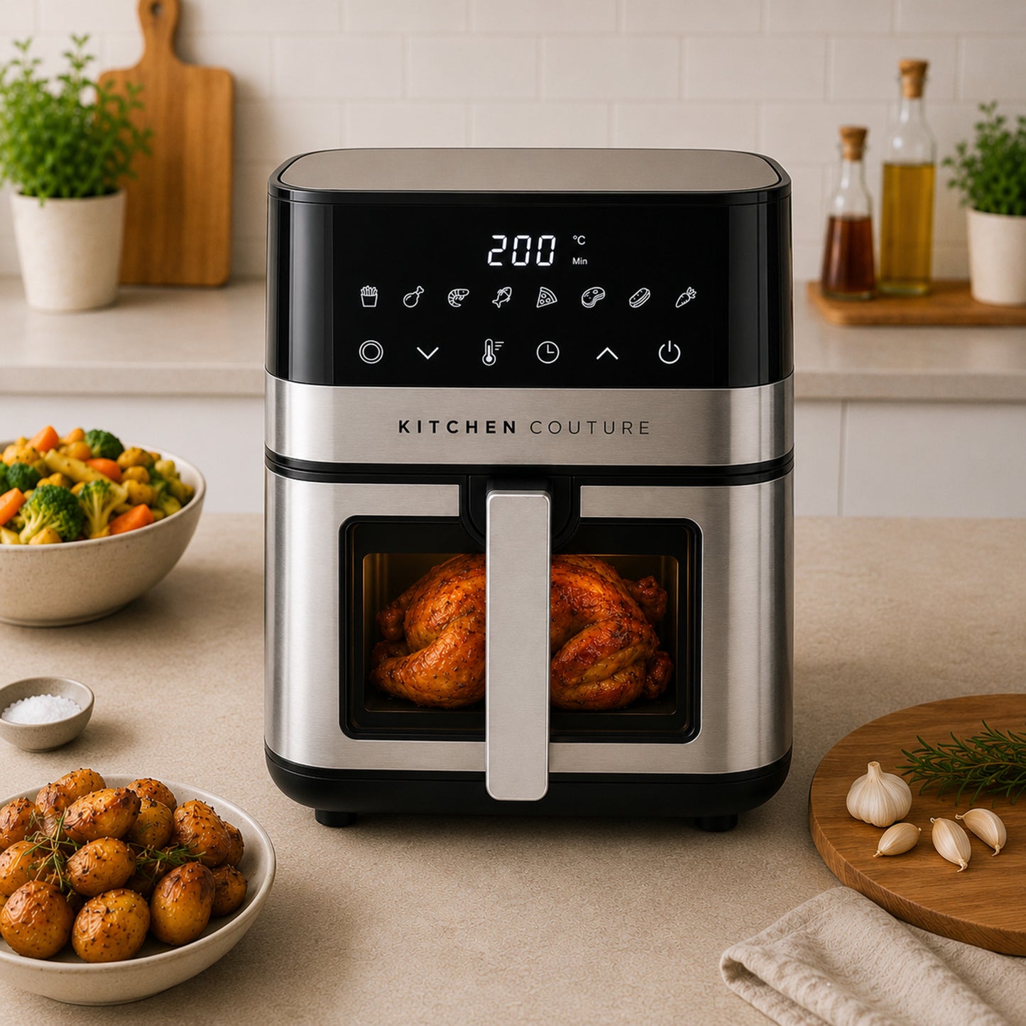 Kitchen Couture 5.5L PFAS-Free Ceramic Air Fryer, ClearView™ Window, 1600W