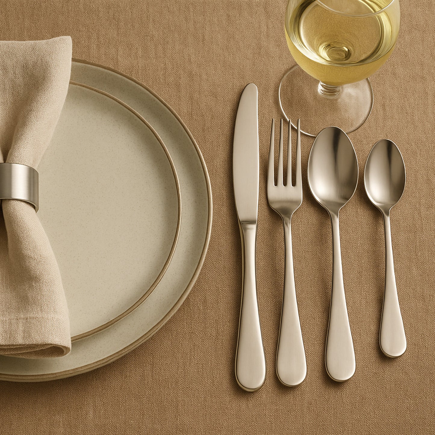 16-Piece Stainless Steel Cutlery Set with Hammered Finish