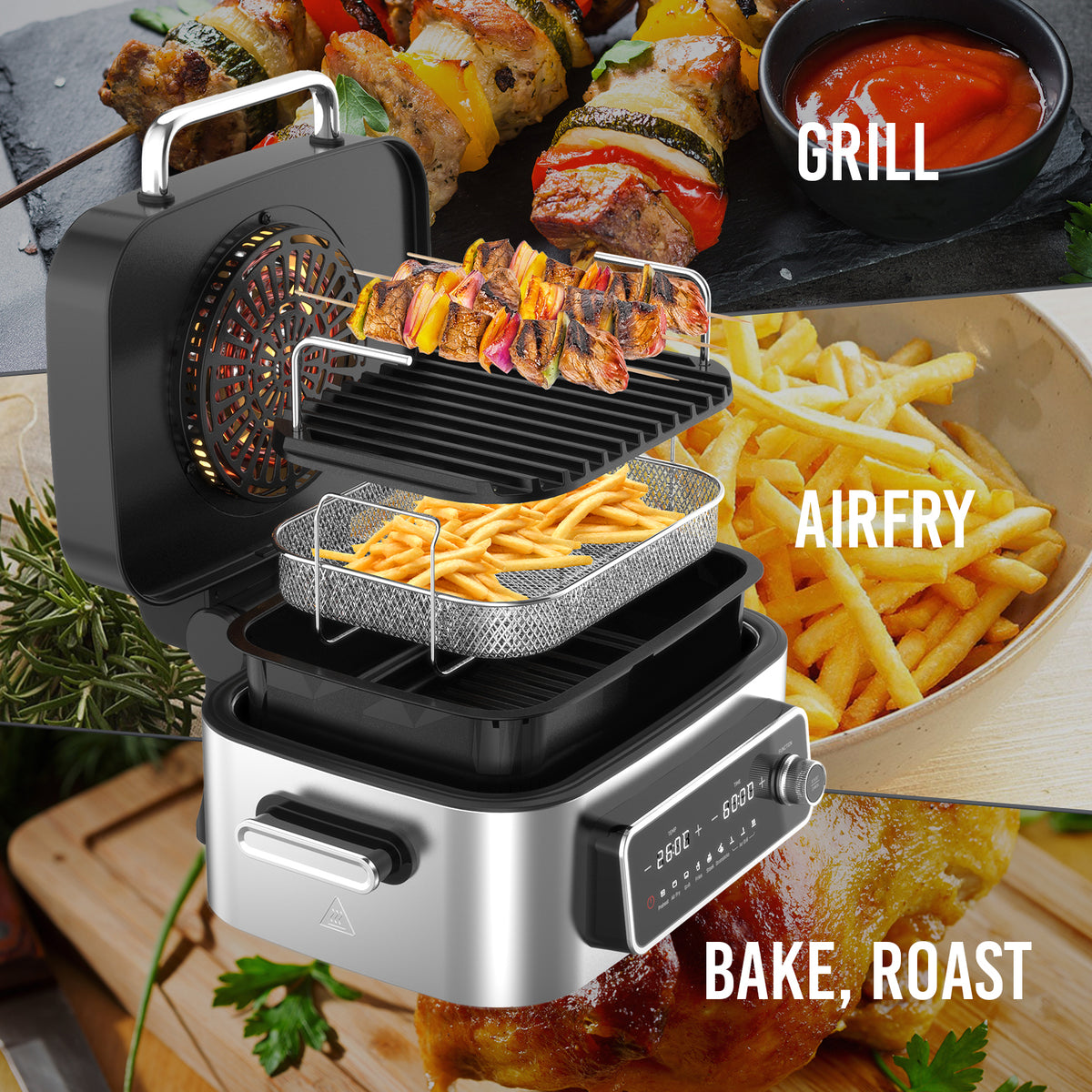 Kitchen Couture 9-In-1 Sensei XL Flip Air Fryer Oven Grill Stainless S –  Kitchen Couture Store