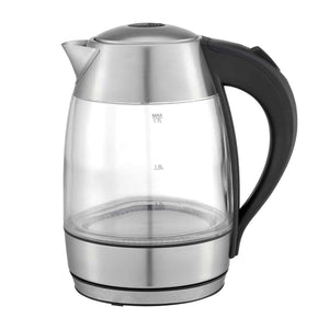 Open image in slideshow, Kitchen Couture Cool Touch Slimline Stainless Steel Blue LED Glass Kettle 1.7L
