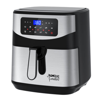 12L digital air fryer with one-touch controls in silver