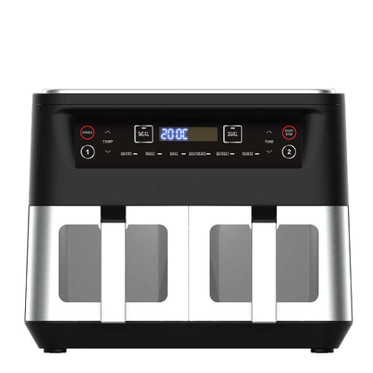 10L Dual Drawer Air Fryer with Dual View Windows – Stainless Steel