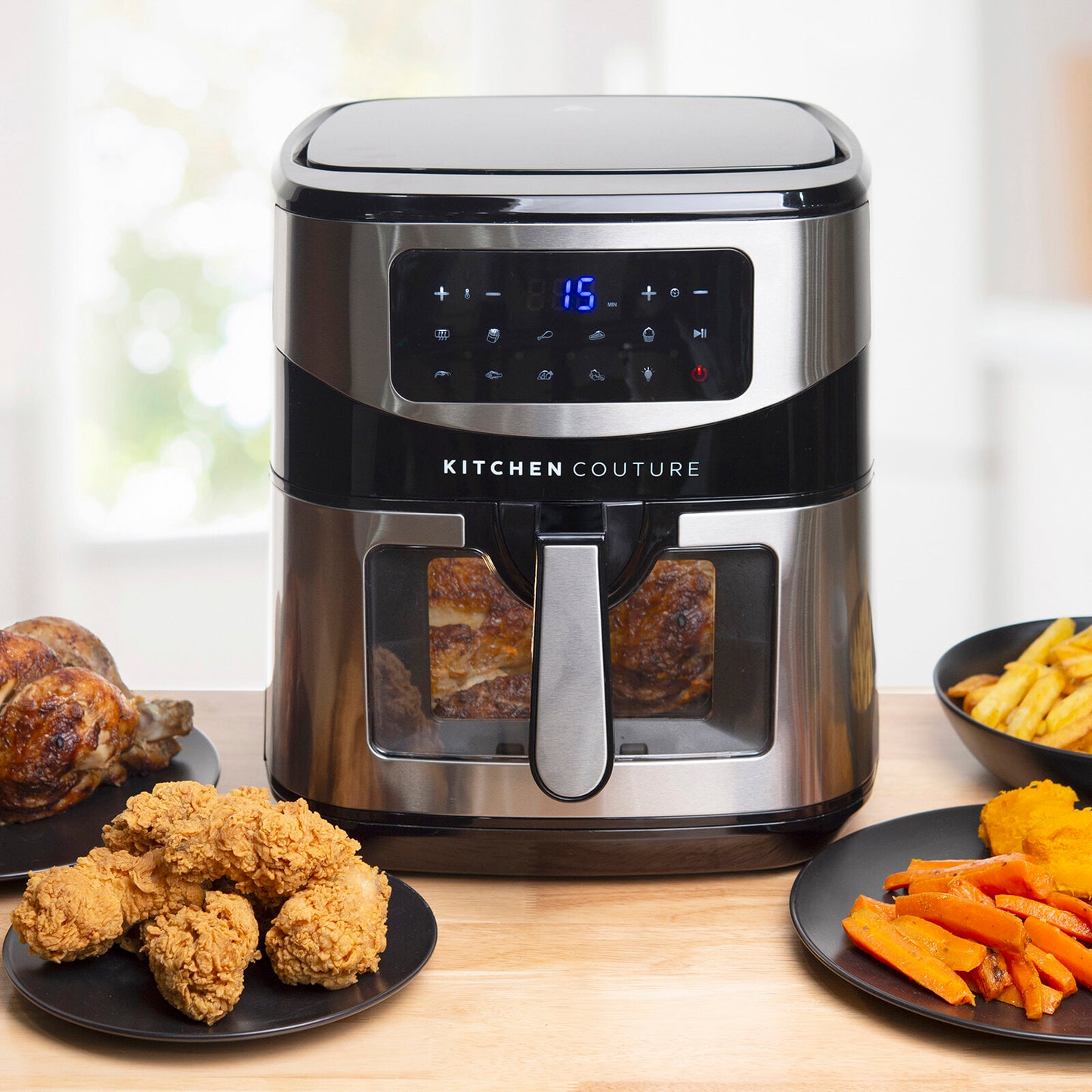 Kitchen Couture 12 Litre Clear View Digital Air Fryer Large Capacity Silver