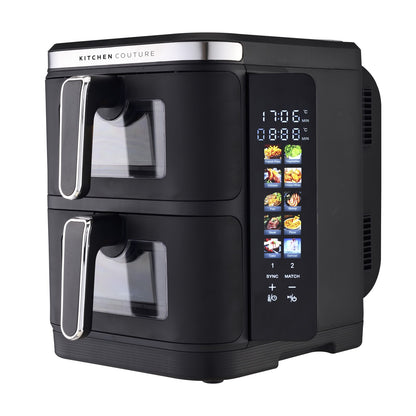 11L dual drawer air fryer with stacked design on kitchen bench