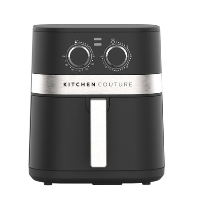 5.5L compact air fryer with non-stick basket in black