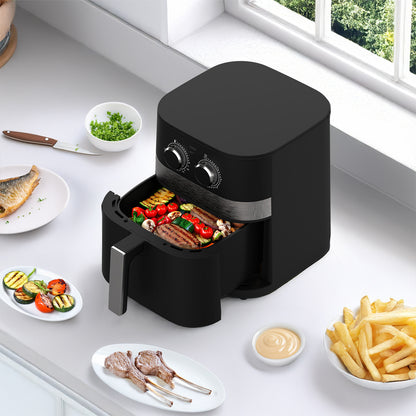 5.5L Compact Air Fryer with Non-Stick Basket – Black