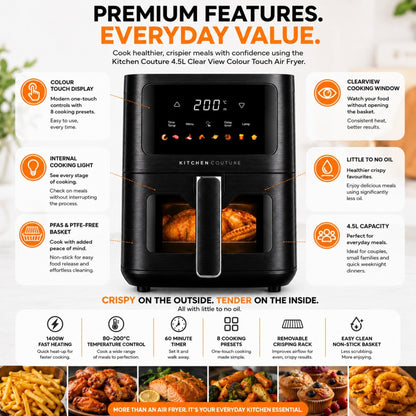 Kitchen Couture 4.5L Clear View Colour Touch Air Fryer