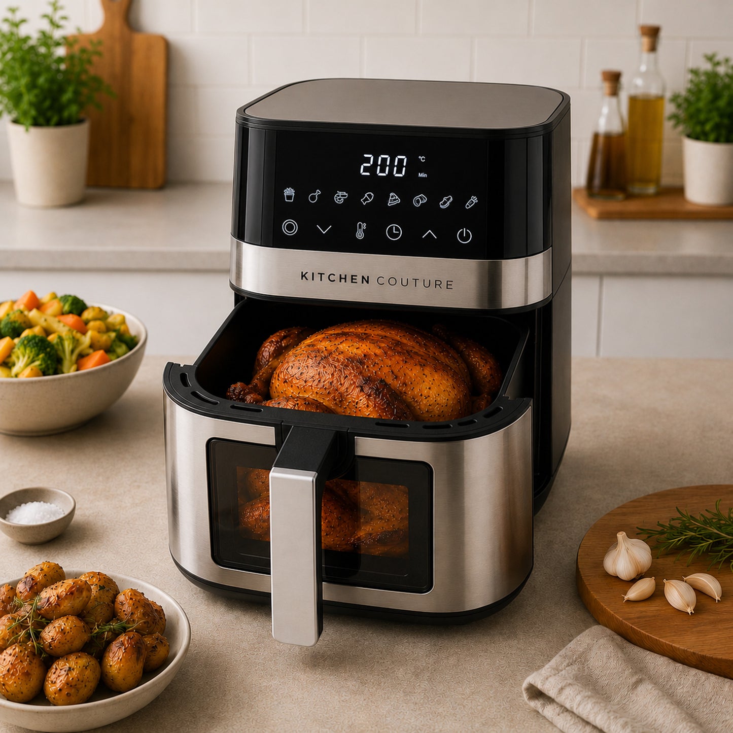 Kitchen Couture 5.5L PFAS-Free Ceramic Air Fryer, ClearView™ Window, 1600W
