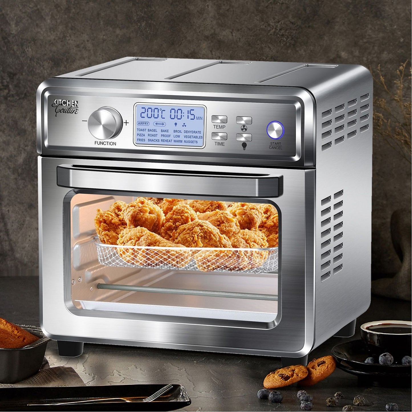 Kitchen Couture 24 Litre Air Fryer Multifunctional LCD Digital Display Silver