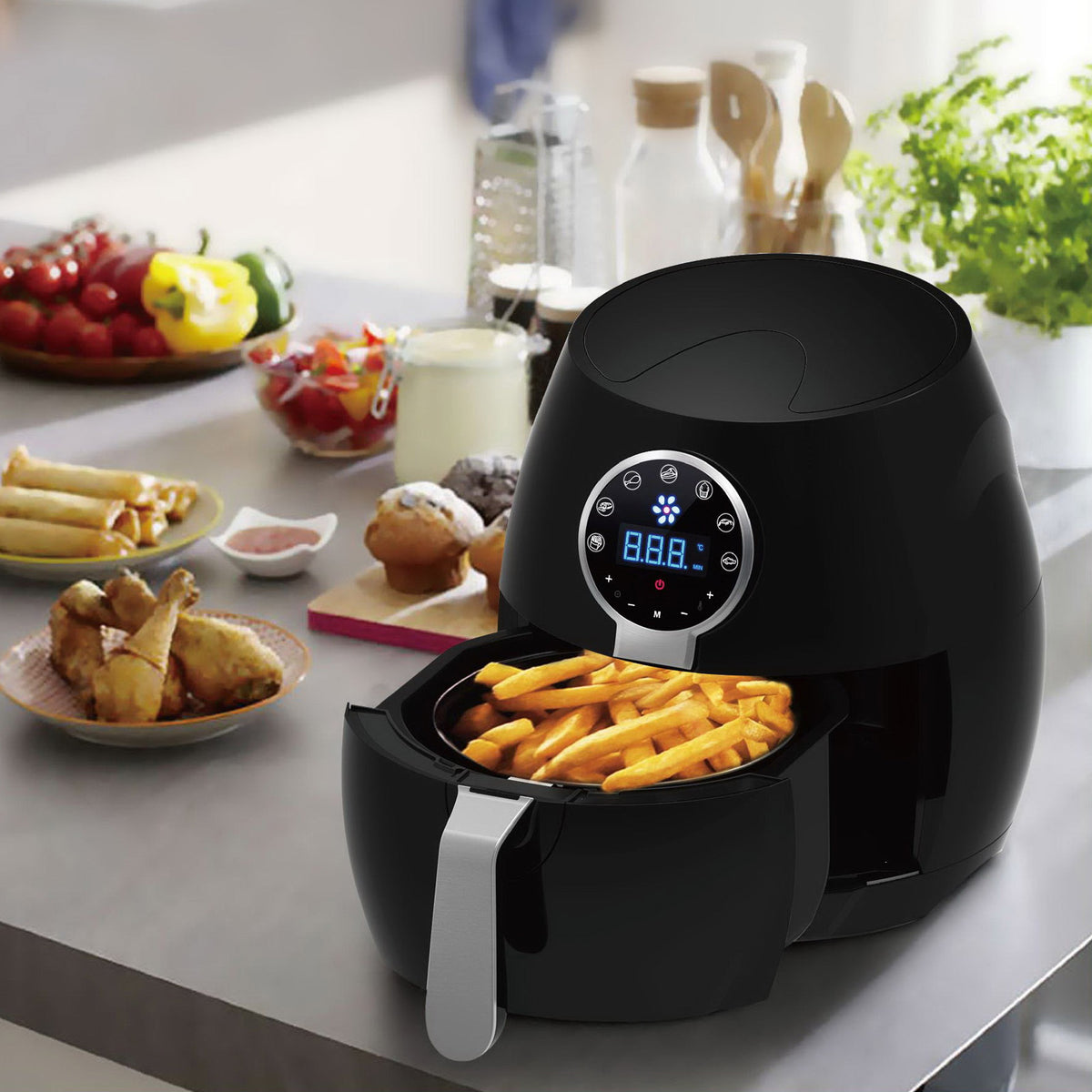 Kitchen Couture Black 5L Digital Air Fryer Low Fat Fast Cooking LCD To ...